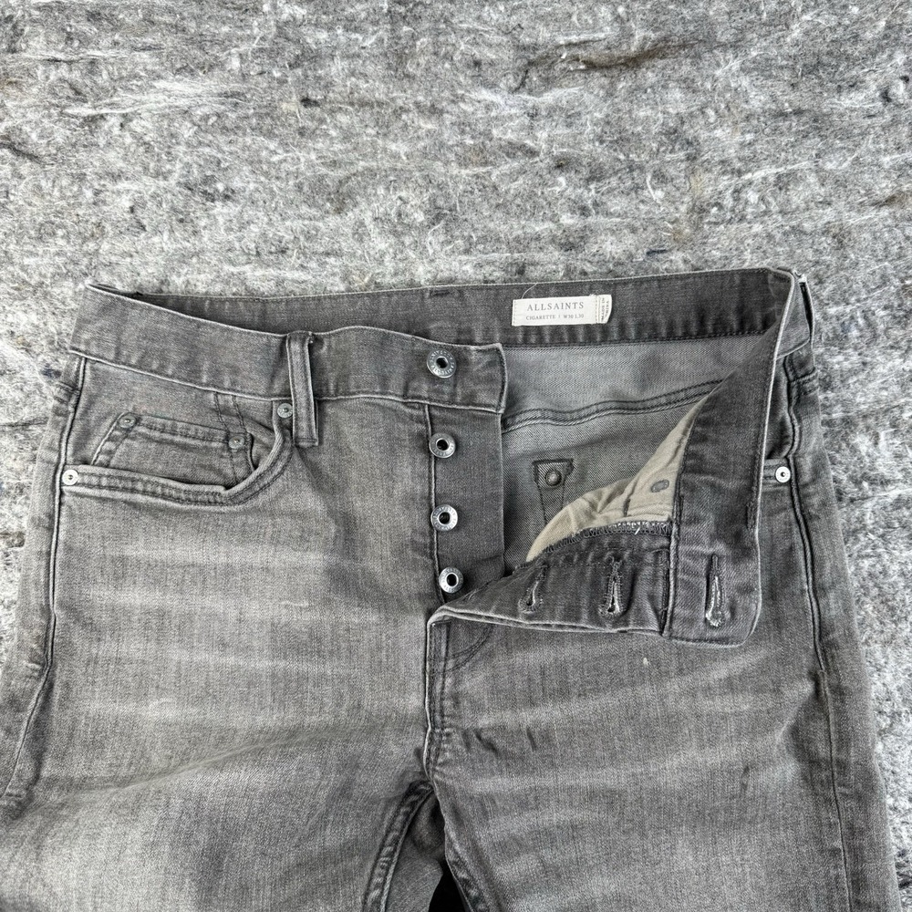 Allsaints‎ Cigarette Washed Stretch Jeans Faded Gray - Size 30x30 Distressed - Picture 4 of 7